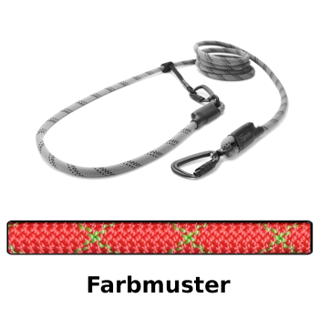 Preview: EASYLONG Hundeleine TWIST - L - 2m - rot mit grünen Linien